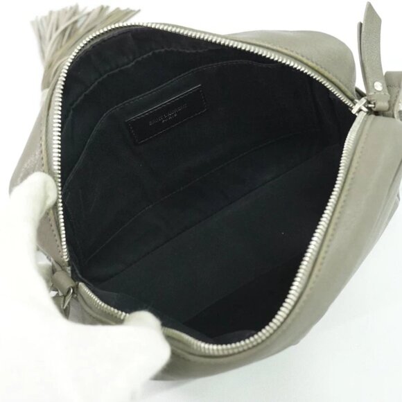 SAINT LAURENT Lou Leather Shoulder Crossbody Camera Bag Gray YSL - Picture 6 of 10